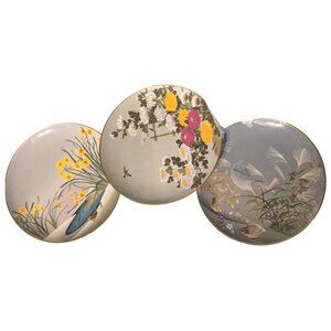 3 FRANKLIN MINT COLLECTOR'S PLATES BIRDS & FLOWERS of the Orient 1970s Japan 10”